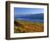 Autumn Larch Trees over Hungry Horse Reservoir, Swan Mts., Hungry Horse Montana, USA-Chuck Haney-Framed Photographic Print