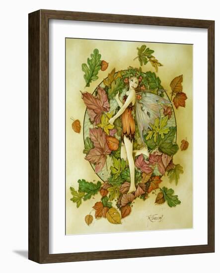 Autumn Leaf Fairy-Linda Ravenscroft-Framed Giclee Print