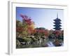 Autumn Leaves and Five-Story Pagoda, Toji Temple (Kyo-O-Gokoku-Ji), Kyoto, Honshu, Japan-null-Framed Photographic Print