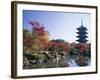 Autumn Leaves and Five-Story Pagoda, Toji Temple (Kyo-O-Gokoku-Ji), Kyoto, Honshu, Japan-null-Framed Photographic Print