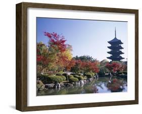 Autumn Leaves and Five-Story Pagoda, Toji Temple (Kyo-O-Gokoku-Ji), Kyoto, Honshu, Japan-null-Framed Photographic Print