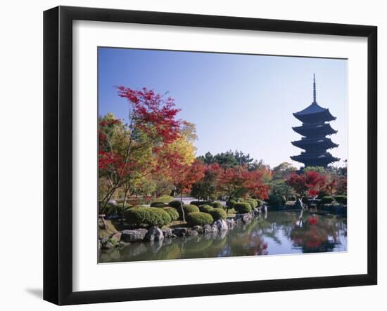 Autumn Leaves and Five-Story Pagoda, Toji Temple (Kyo-O-Gokoku-Ji), Kyoto, Honshu, Japan-null-Framed Photographic Print