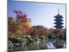 Autumn Leaves and Five-Story Pagoda, Toji Temple (Kyo-O-Gokoku-Ji), Kyoto, Honshu, Japan-null-Mounted Photographic Print