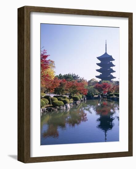 Autumn Leaves and Five-Story Pagoda, Toji Temple (Kyo-O-Gokoku-Ji), Kyoto, Honshu, Japan-null-Framed Photographic Print