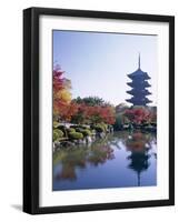 Autumn Leaves and Five-Story Pagoda, Toji Temple (Kyo-O-Gokoku-Ji), Kyoto, Honshu, Japan-null-Framed Photographic Print