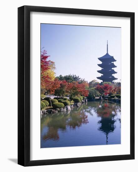 Autumn Leaves and Five-Story Pagoda, Toji Temple (Kyo-O-Gokoku-Ji), Kyoto, Honshu, Japan-null-Framed Photographic Print