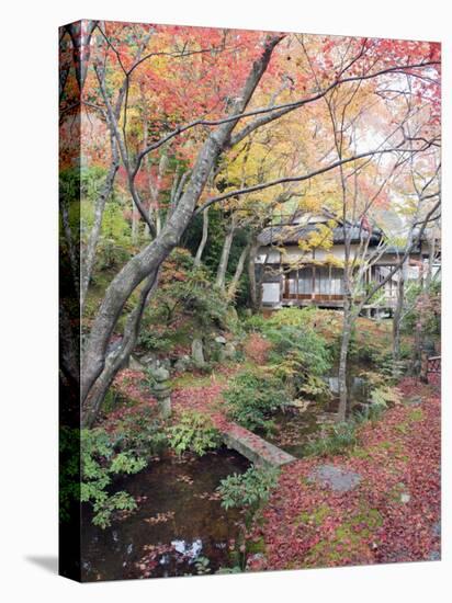 Autumn Maple Leaves at 16th Century Jojakko Ji Temple, Arashiyama Sagano Area, Kyoto, Japan-Christian Kober-Stretched Canvas