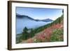 Autumn Mist Dissolving and Revealing the Top of Piz La Margna Towering over Peaks of Engadine-Roberto Moiola-Framed Photographic Print