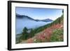 Autumn Mist Dissolving and Revealing the Top of Piz La Margna Towering over Peaks of Engadine-Roberto Moiola-Framed Photographic Print