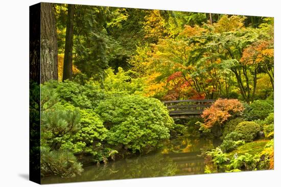 Autumn, Moon Bridge, Portland, Oregon, Usa-Michel Hersen-Stretched Canvas