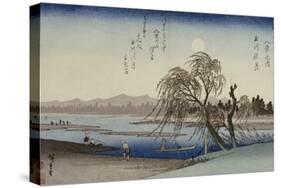Autumn Moon Over Tama River-Ando Hiroshige-Stretched Canvas