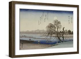 Autumn Moon Over Tama River-Ando Hiroshige-Framed Giclee Print