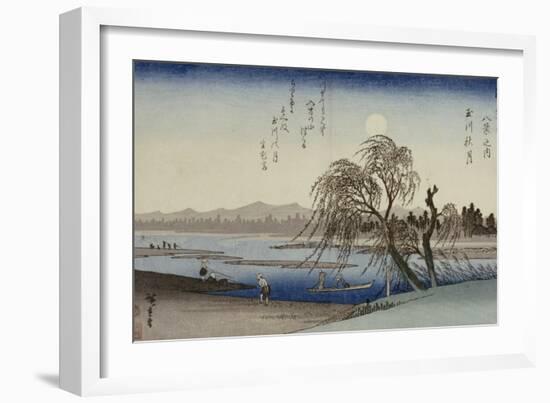 Autumn Moon Over Tama River-Ando Hiroshige-Framed Giclee Print