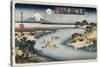 Autumn Moon, Tama River', from the Series 'Eight Views of Famous Places'-Ando Hiroshige-Stretched Canvas