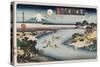 Autumn Moon, Tama River', from the Series 'Eight Views of Famous Places'-Ando Hiroshige-Stretched Canvas
