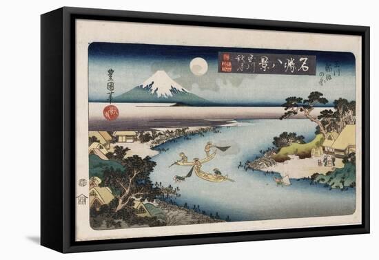 Autumn Moon, Tama River', from the Series 'Eight Views of Famous Places'-Toyokuni II-Framed Stretched Canvas