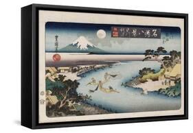 Autumn Moon, Tama River', from the Series 'Eight Views of Famous Places'-Toyokuni II-Framed Stretched Canvas