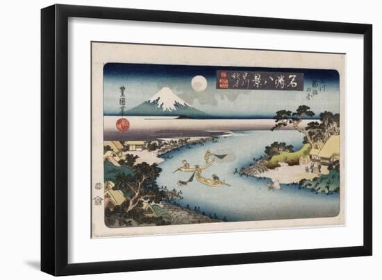 Autumn Moon, Tama River', from the Series 'Eight Views of Famous Places'-Toyokuni II-Framed Giclee Print