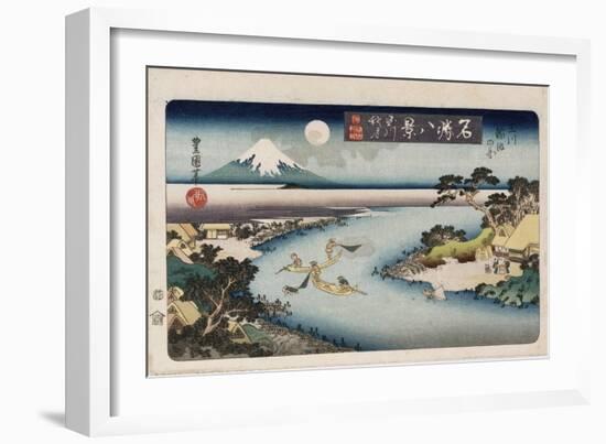 Autumn Moon, Tama River', from the Series 'Eight Views of Famous Places'-Toyokuni II-Framed Giclee Print