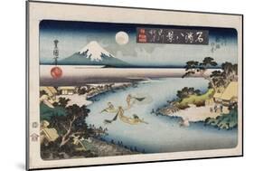 Autumn Moon, Tama River', from the Series 'Eight Views of Famous Places'-Toyokuni II-Mounted Giclee Print