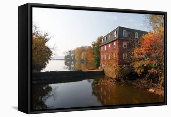 Autumn Morning at the Kingston Mill, New Jersey-George Oze-Framed Stretched Canvas