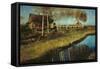 Autumn Morning on the Canal-Otto Wagner-Framed Stretched Canvas