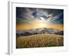 Autumn Mountains and Dry Grass at Sunset-Givaga-Framed Photographic Print