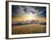 Autumn Mountains and Dry Grass at Sunset-Givaga-Framed Photographic Print