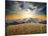 Autumn Mountains and Dry Grass at Sunset-Givaga-Stretched Canvas