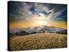 Autumn Mountains and Dry Grass at Sunset-Givaga-Stretched Canvas