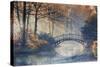 Autumn - Old Bridge in Autumn Misty Park-Gorilla-Stretched Canvas