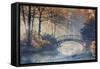 Autumn - Old Bridge in Autumn Misty Park-Gorilla-Framed Stretched Canvas