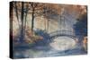 Autumn - Old Bridge in Autumn Misty Park-Gorilla-Stretched Canvas