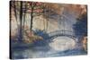 Autumn - Old Bridge in Autumn Misty Park-Gorilla-Stretched Canvas