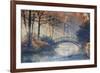 Autumn - Old Bridge in Autumn Misty Park-Gorilla-Framed Photographic Print