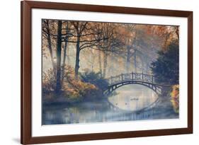 Autumn - Old Bridge in Autumn Misty Park-Gorilla-Framed Photographic Print