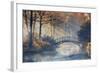 Autumn - Old Bridge in Autumn Misty Park-Gorilla-Framed Photographic Print