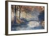 Autumn - Old Bridge in Autumn Misty Park-Gorilla-Framed Photographic Print