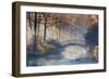 Autumn - Old Bridge in Autumn Misty Park-Gorilla-Framed Photographic Print