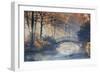 Autumn - Old Bridge in Autumn Misty Park-Gorilla-Framed Photographic Print