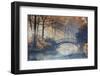 Autumn - Old Bridge in Autumn Misty Park-Gorilla-Framed Photographic Print