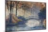 Autumn - Old Bridge in Autumn Misty Park-Gorilla-Mounted Photographic Print