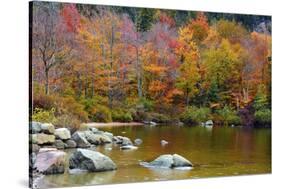 Autumn on Echo Lake, Franconia Notch State Park, New Hampshire, USA-Michel Hersen-Stretched Canvas