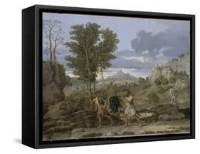 Autumn or the Grapes Brought from the Promised Land-Nicolas Poussin-Framed Stretched Canvas