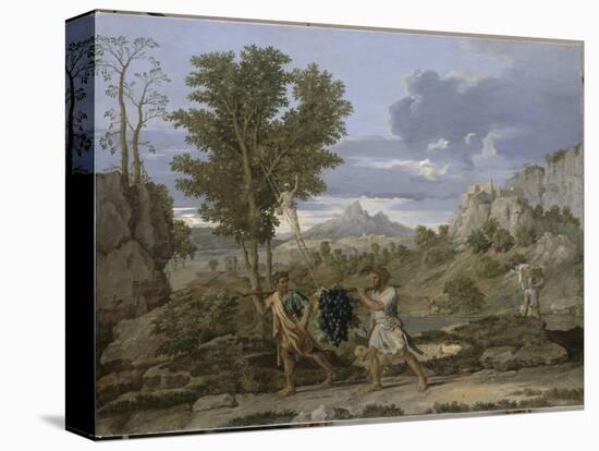 Autumn or the Grapes Brought from the Promised Land-Nicolas Poussin-Stretched Canvas