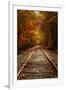 Autumn Railroad Glow, Deep Fall, New Hampshire-Vincent James-Framed Photographic Print