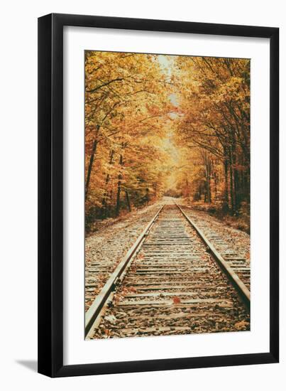 Autumn Railroad, New Engalnd Fall Foilage-Vincent James-Framed Photographic Print