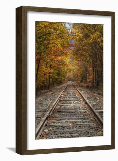 Autumn Railroad Tracks, White Mountain, New Hampshire-Vincent James-Framed Photographic Print
