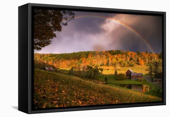 Autumn Rainbow Farms, Hollow Farm Vermont New England-Vincent James-Framed Stretched Canvas