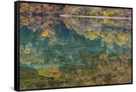 Autumn Reflections and Lake, Jiuzhaigou NP, Sichuan Province, China-Peter Adams-Framed Stretched Canvas